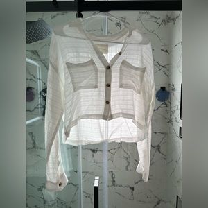 White Long Sleeve Crop Top